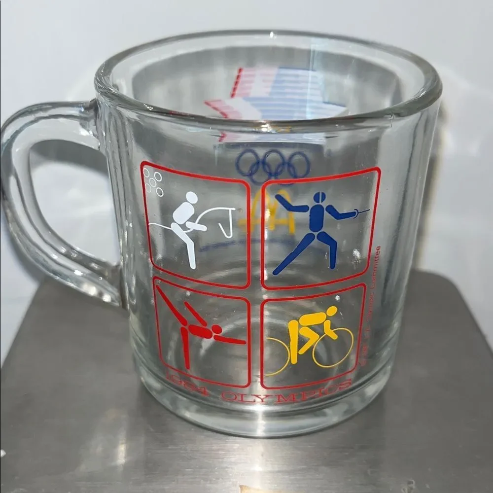 Vintage McDonalds 1984 Summer Olympics Los Angeles CA Glass Coffee Tea Mug Cup